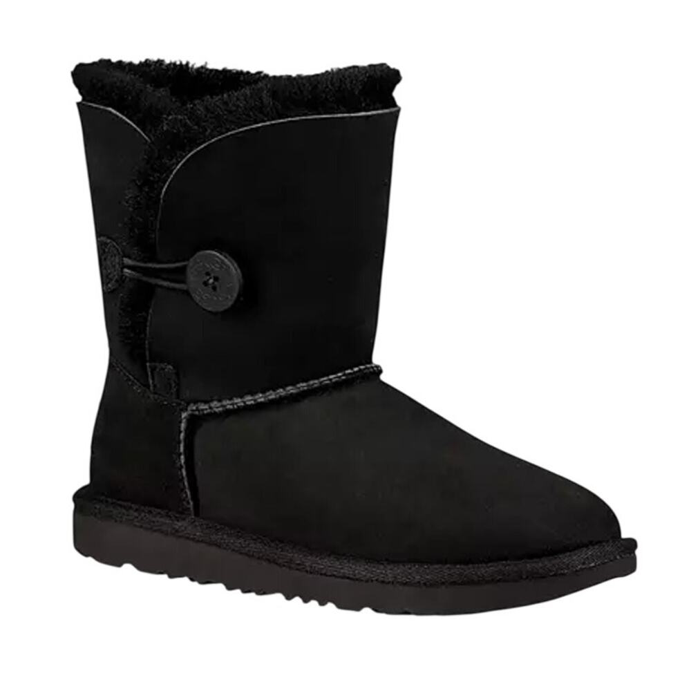 UGG Kids Bailey Button II Winter Boot US 6 EU 38 Black Sheepskin NIB